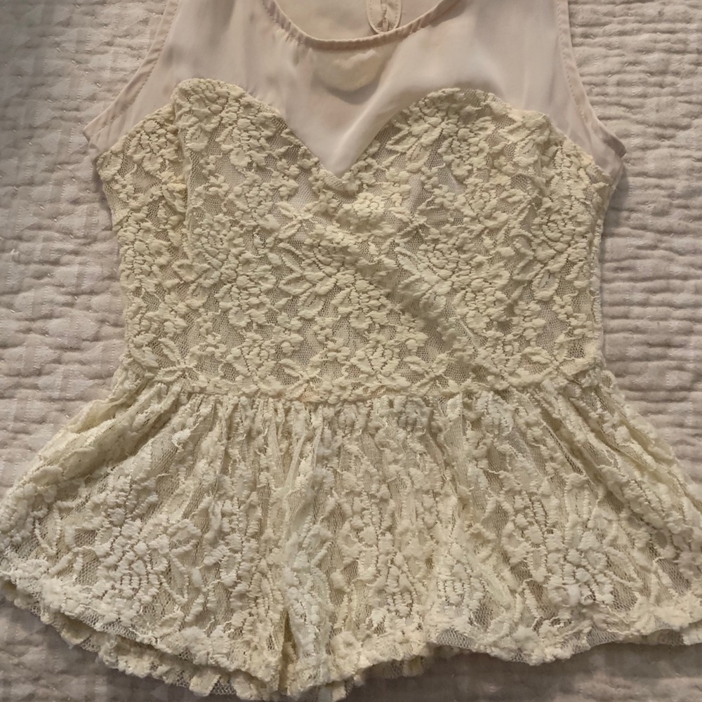 Cream short blouse.  Size is Med but fits like sm